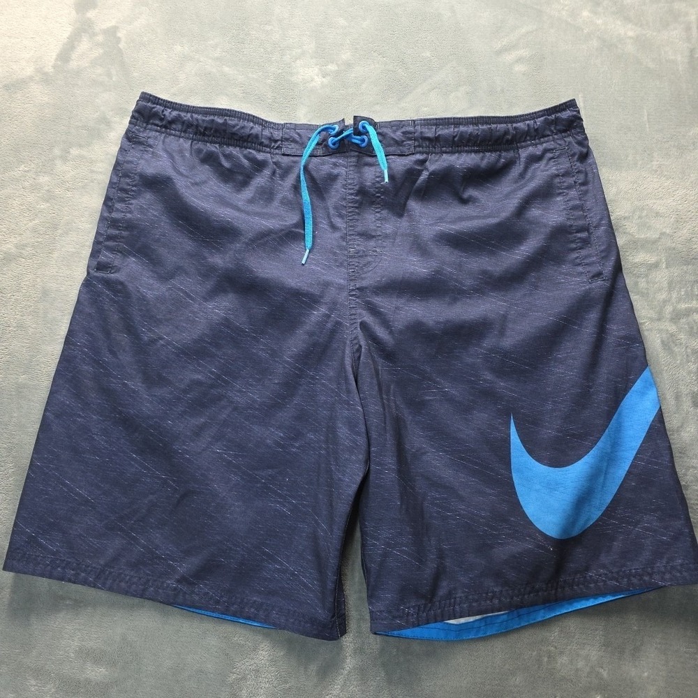 NIKE BIG SWOOSH  MESH LINED SWIM TRUNKS ‎ Men's Size Large  BLUE